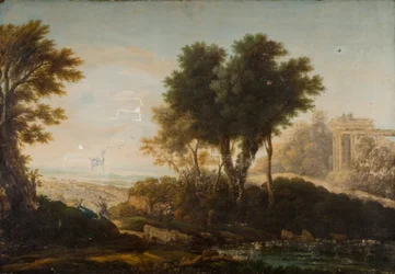 Il lago di Nemi o Speculum Dianae con il castello di Dolbadarn